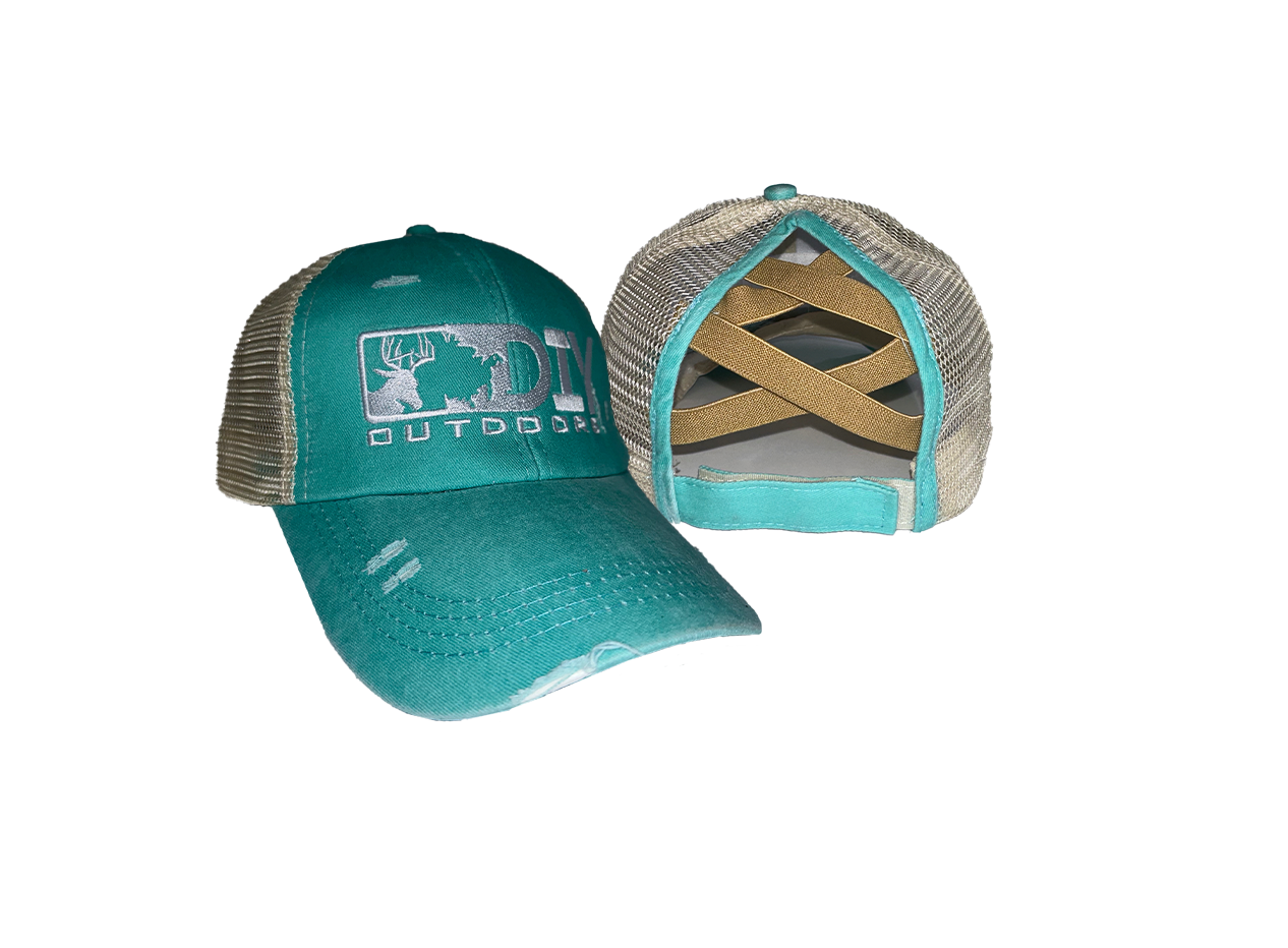 Teal Women's Crisscross Ponytail Hat