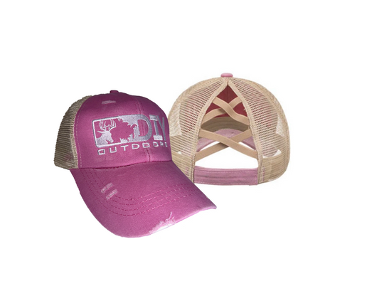 Pink Women's Crisscross Ponytail Hat